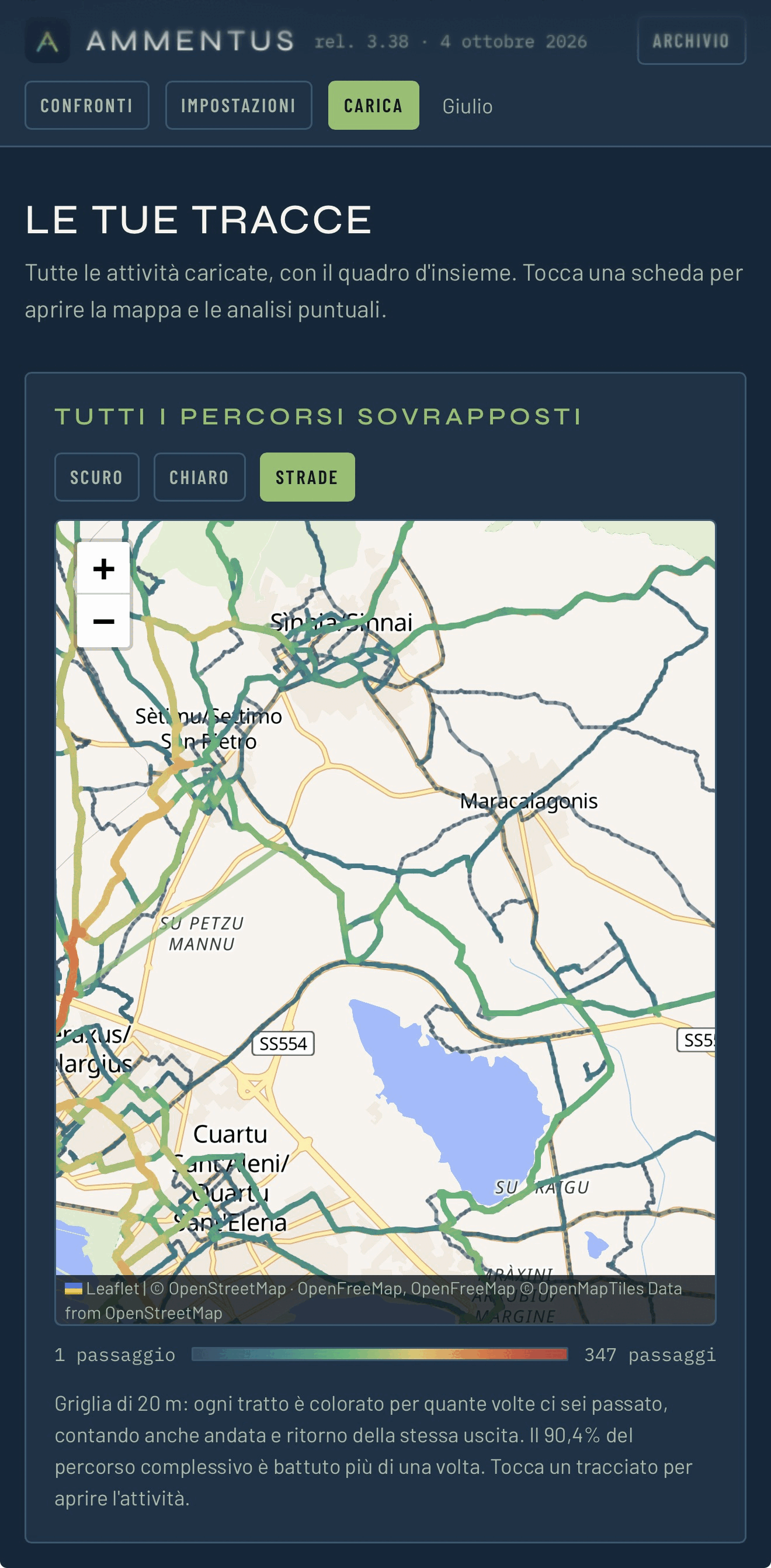 L'archivio con tutte le tracce sovrapposte